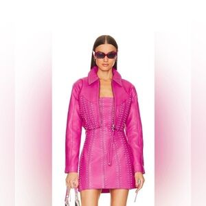 ✨Retrofête Castor Embellished Leather Jacket in Neon Pink✨